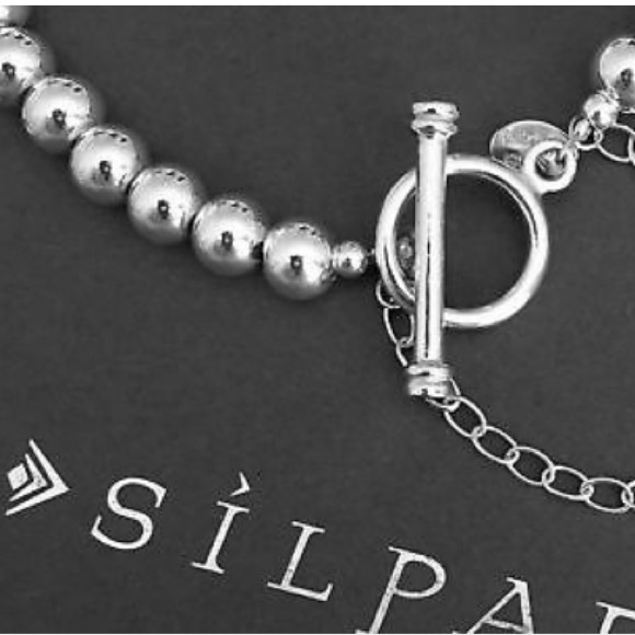 Silpada Sterling Silver Bead Ball Toggle Clasp Bracelet B0059 - Picture 6 of 6